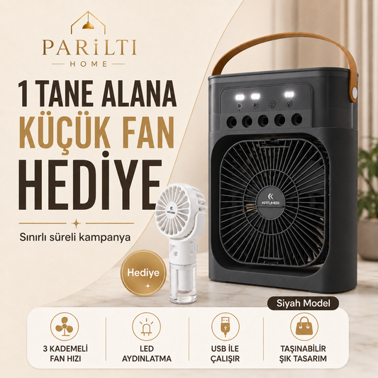 Parıltı Home Taşınabilir LED Işıklı Serinletici Fan - Mini Fan Hediyeli